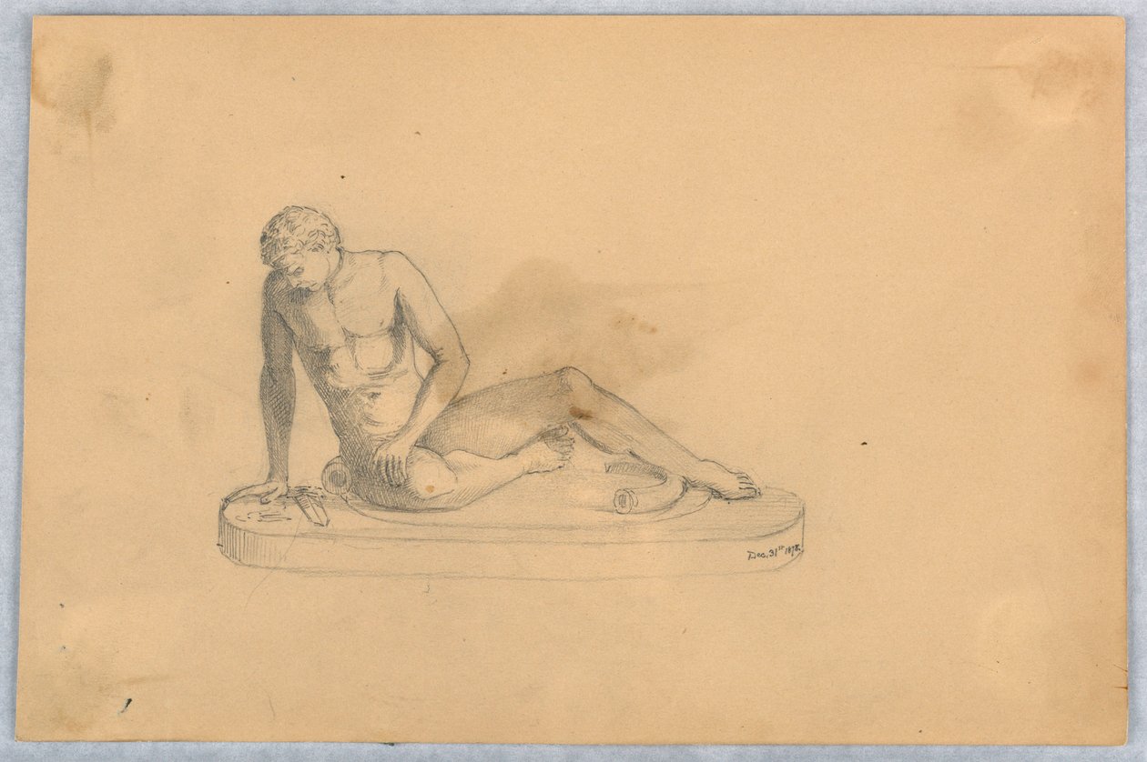 Studie af en statue eller rollebesætning af Arnold William Brunner