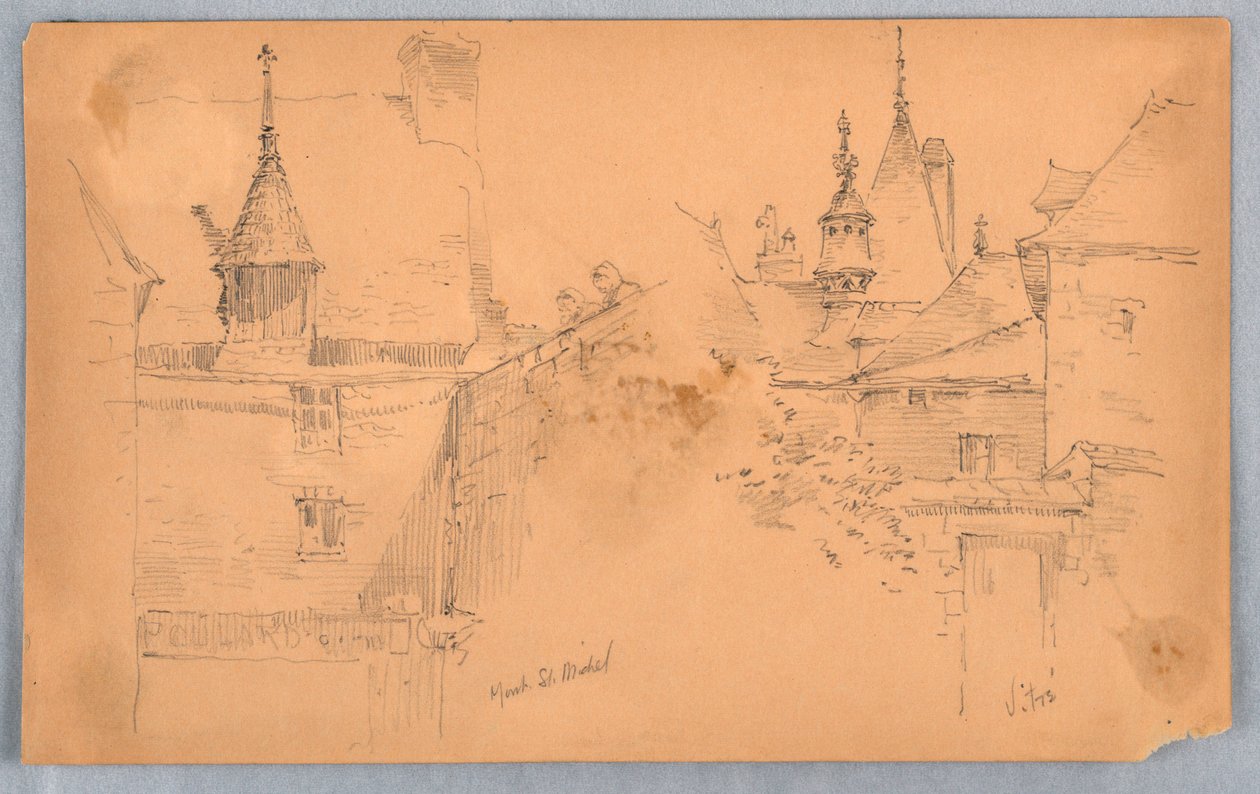 To scener ved Mont St. Michel og Vitré af Arnold William Brunner