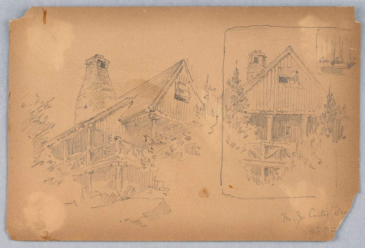 To skitser af sommerhus af Arnold William Brunner