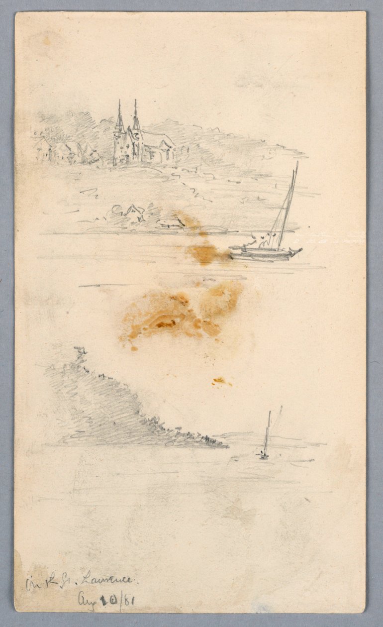 To skitser af sejlbåde ved St. Lawrence af Arnold William Brunner