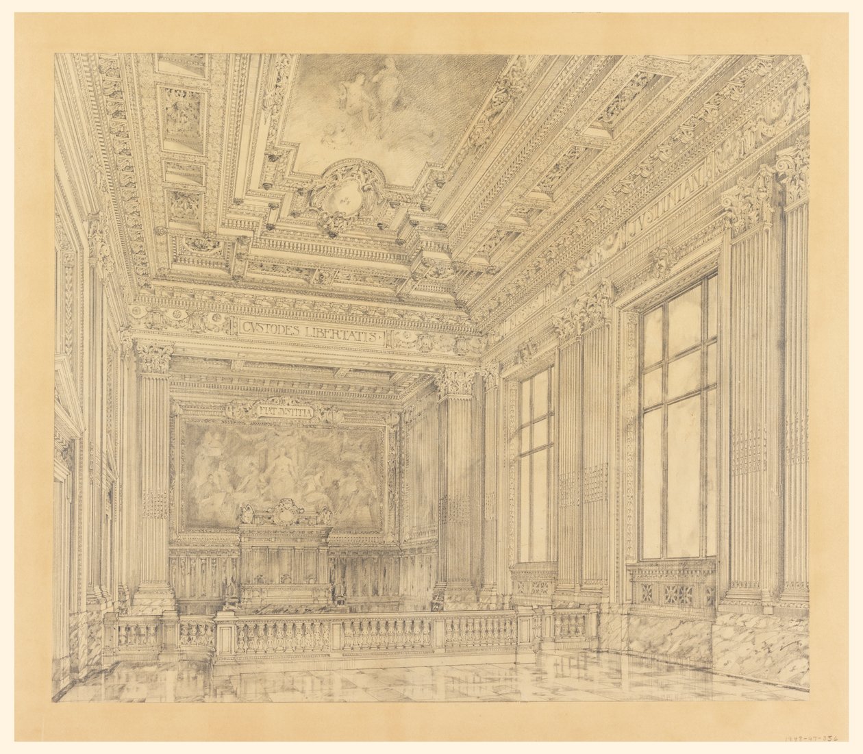 Udsigt over Court Room, Federal Building, Cleveland, OH af Arnold William Brunner