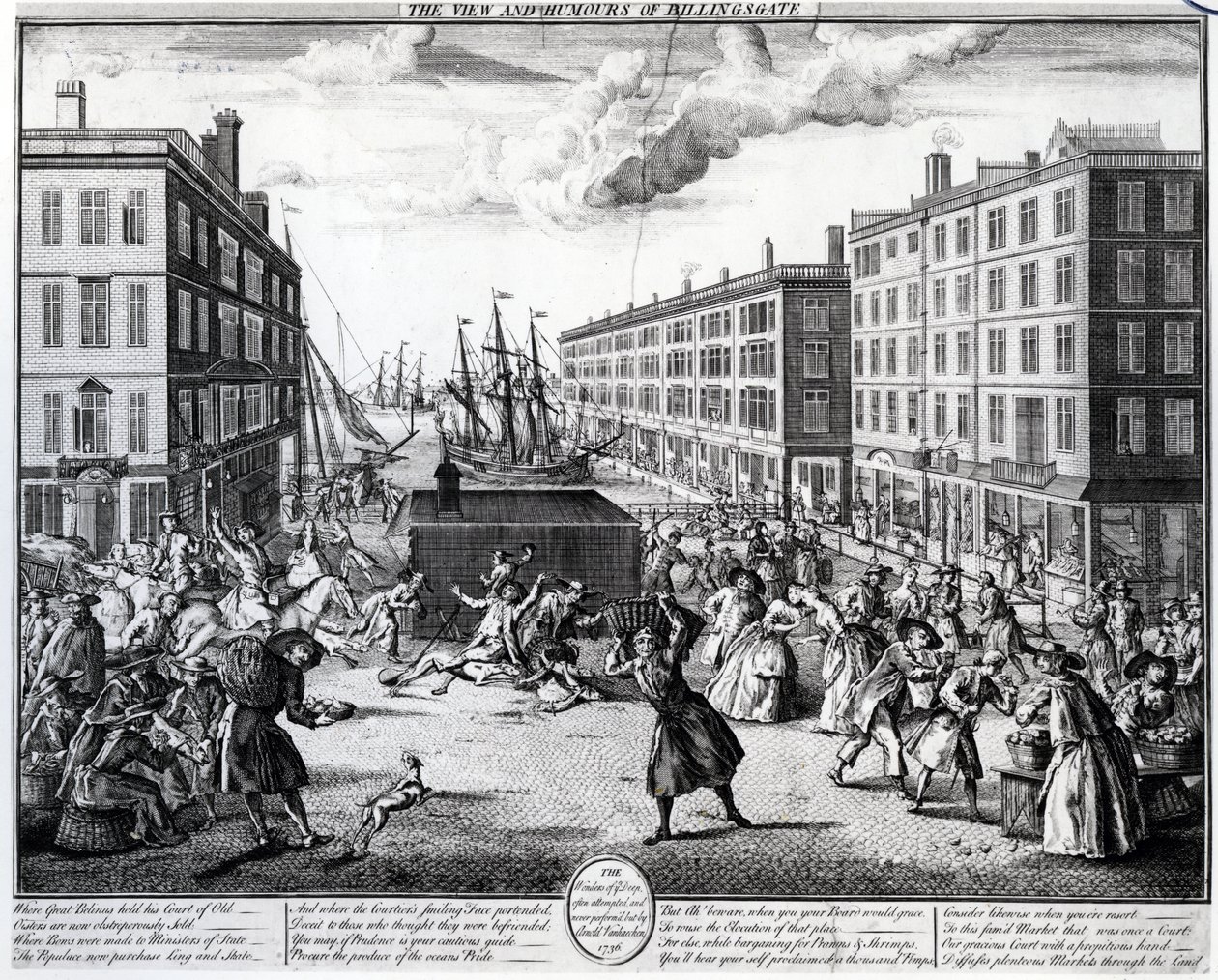 Billingsgates udsigt og humor, 1736 af Arnold van Haecken