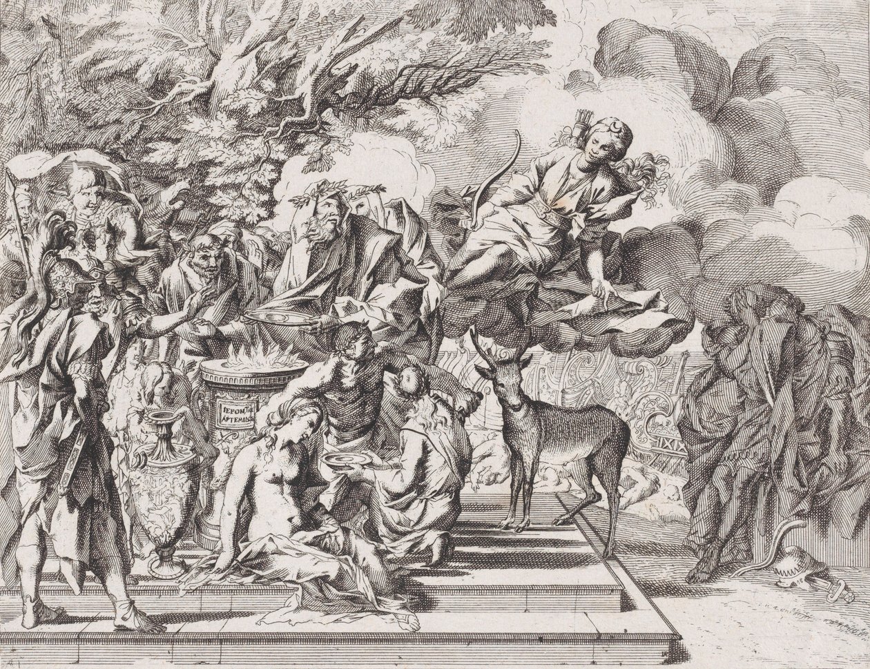 Ofringen af Iphigenia, 1650-1700. af Arnold van Westerhout.