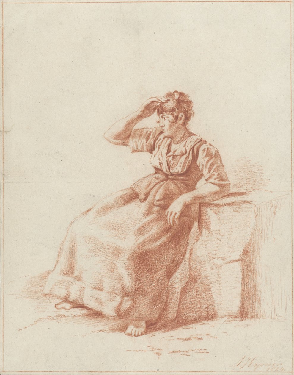 Siddende Bondepige af Arnoldus Johannes Eymer