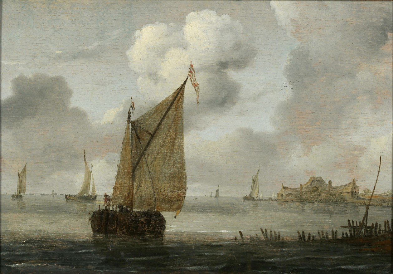 Sejlbåde nær en kyst af Arnoldus van Anthonissen