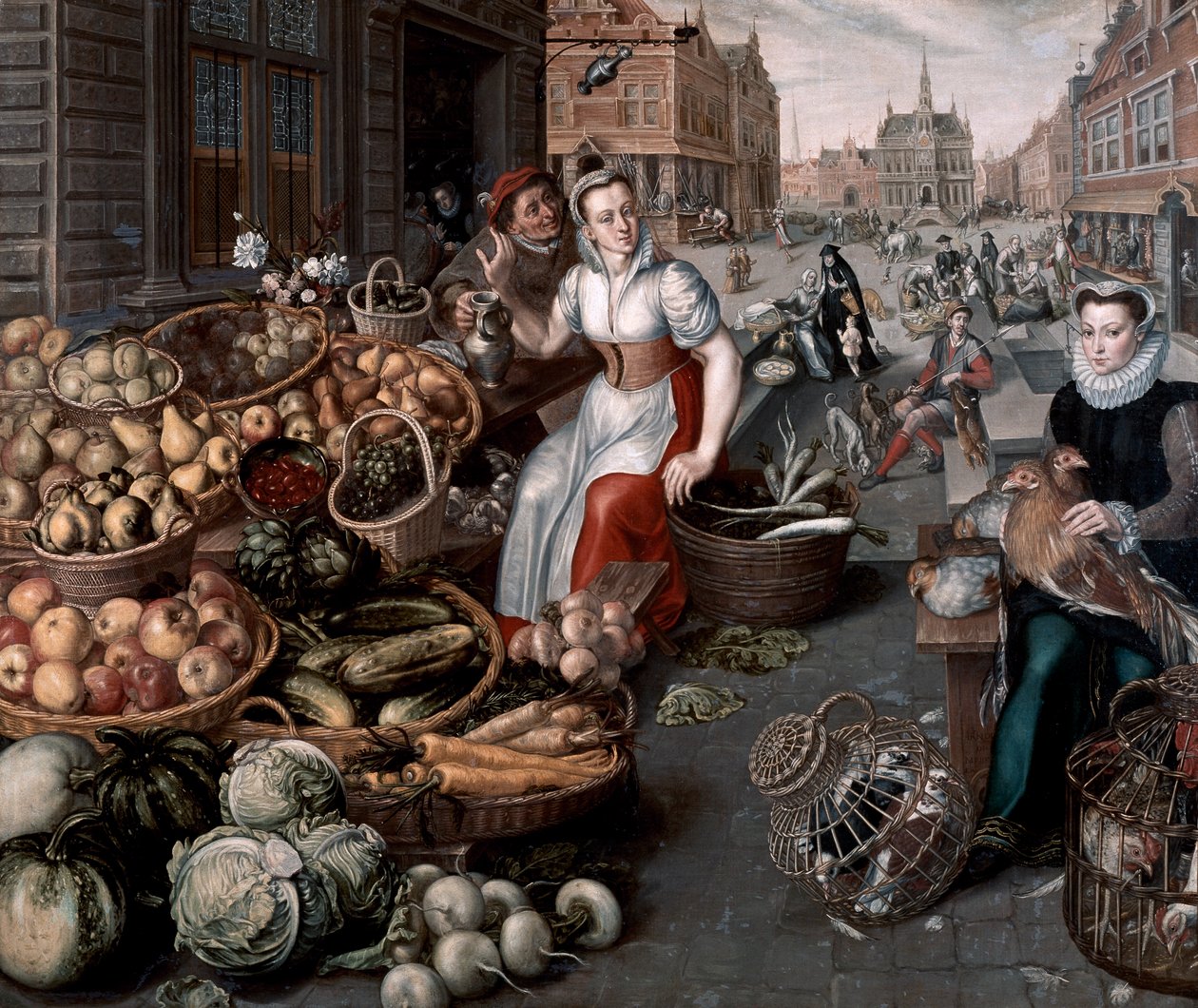 Kvinde, der sælger frugt og grøntsager, ca. 1590 af Arnout de Muyser