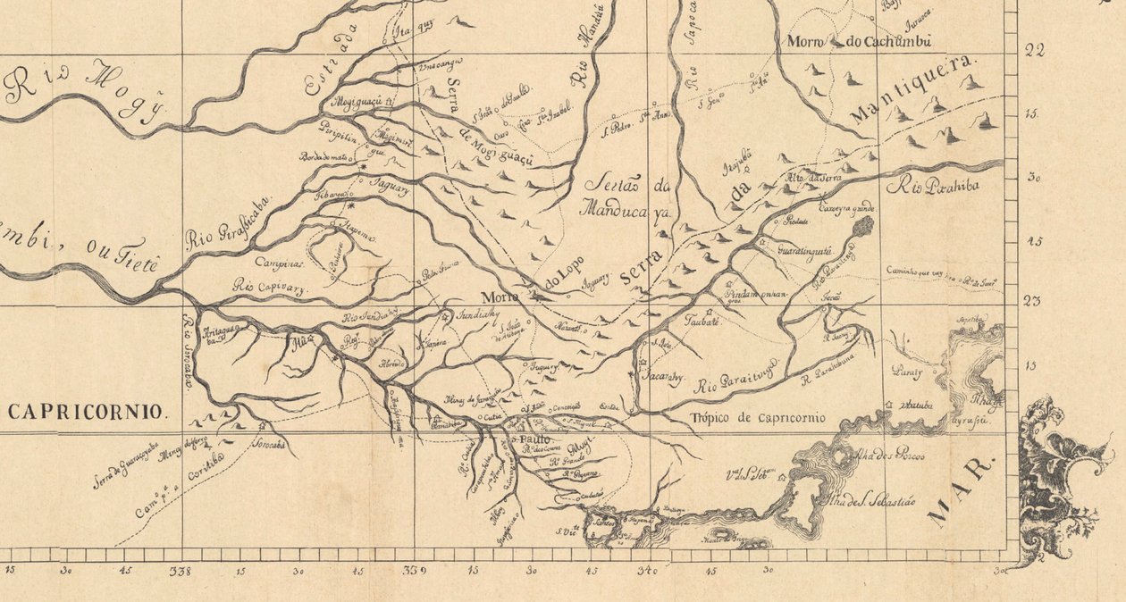 Kaptajnen i São Paulo i 1766, i det korografiske diagram over grænserne for staten Minas Gerais med São Paulos grænser af Aroeira