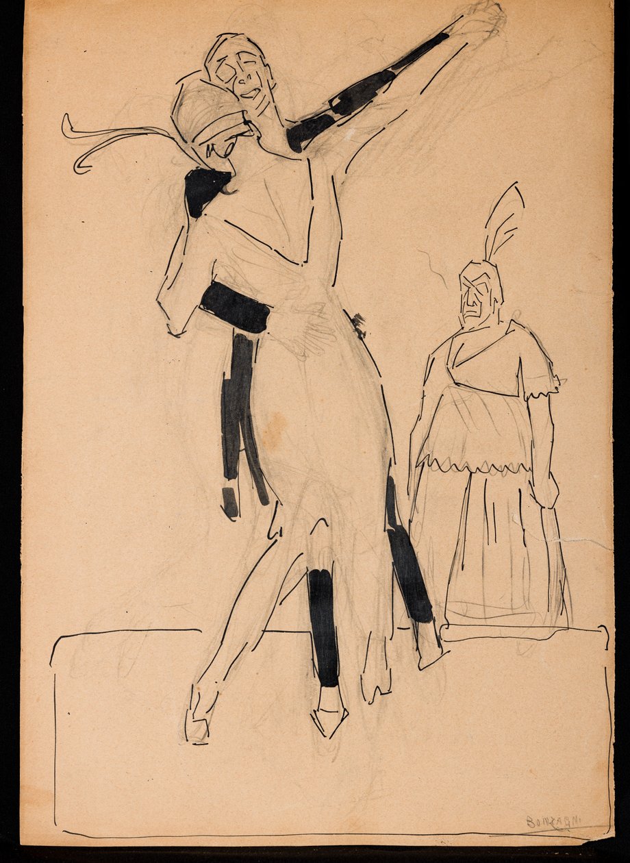 Dancers (blandede medier på karton) af Aroldo Bonzagni