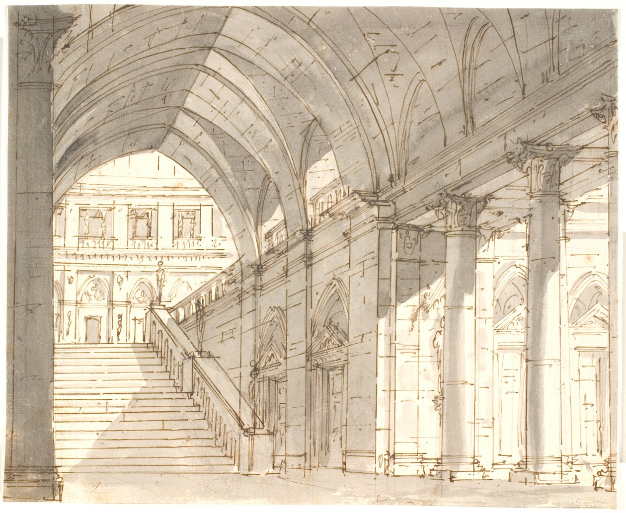 Vestibule med trappeopgang og søjler af Aron Wallick