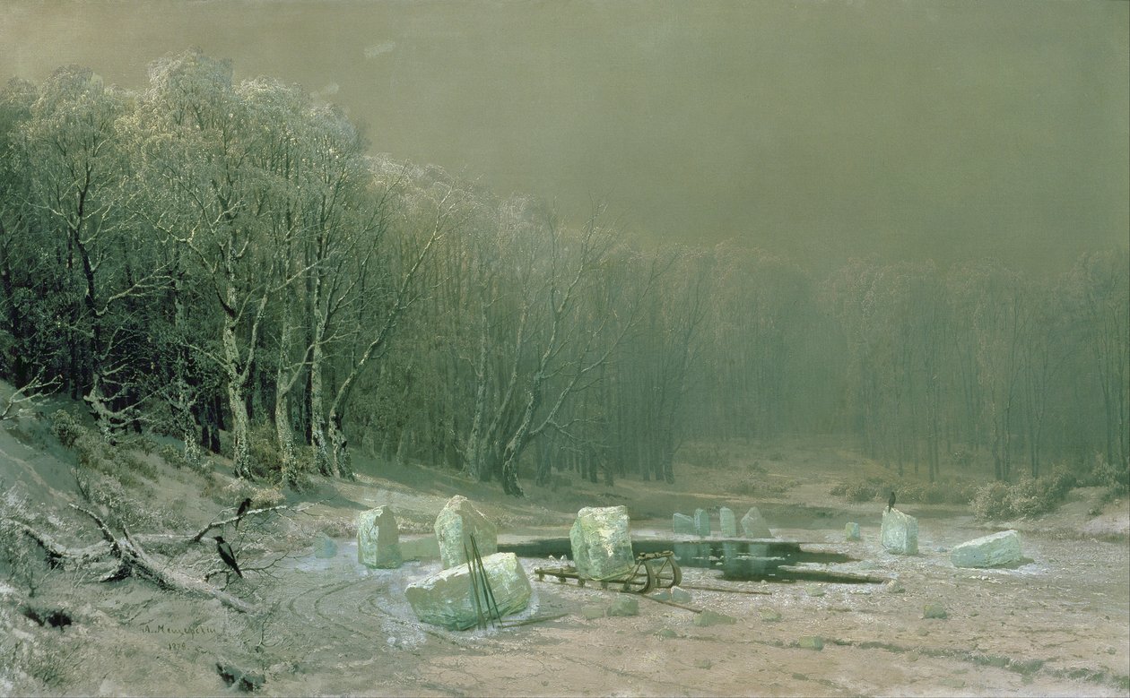 Vinter, isnedlæggelsen, 1878 af Arseniy Ivanovich Meshchersky