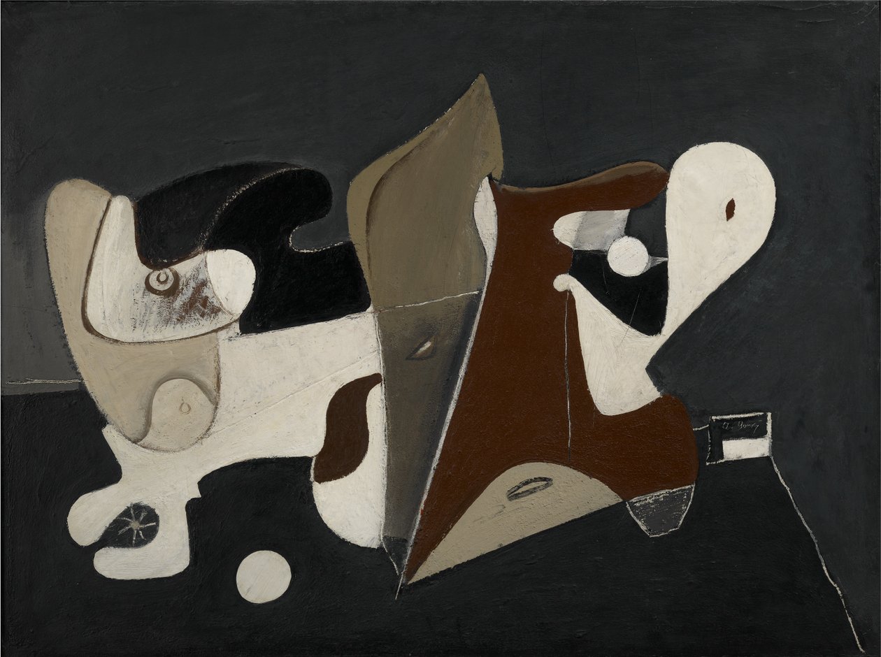 Nighttime, Enigma and Nostalgia, ca. 1933-34 (olie på lærred monteret på panel) af Arshile Gorky