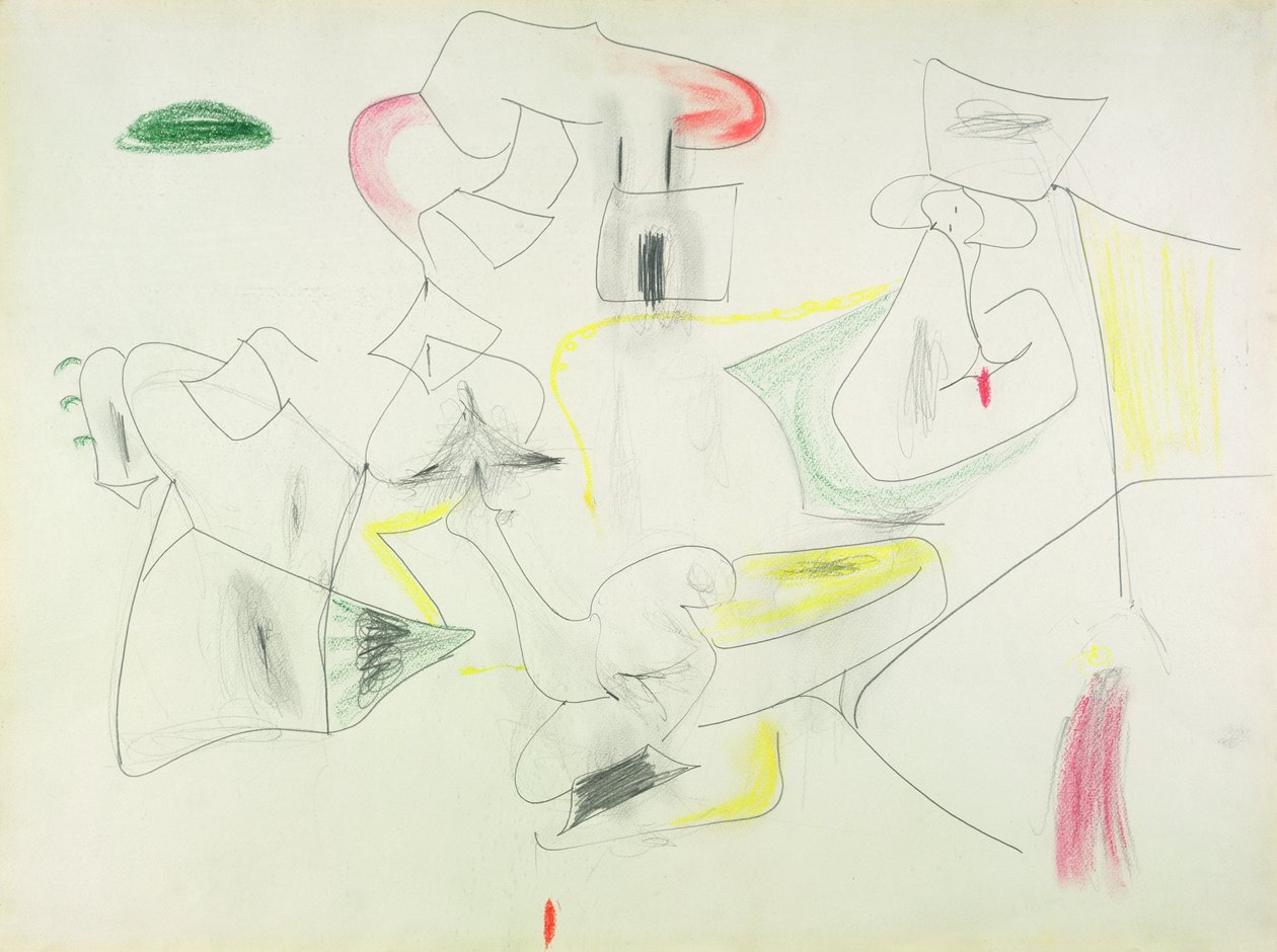 Uden titel (farvekridt og blyant på papir) af Arshile Gorky
