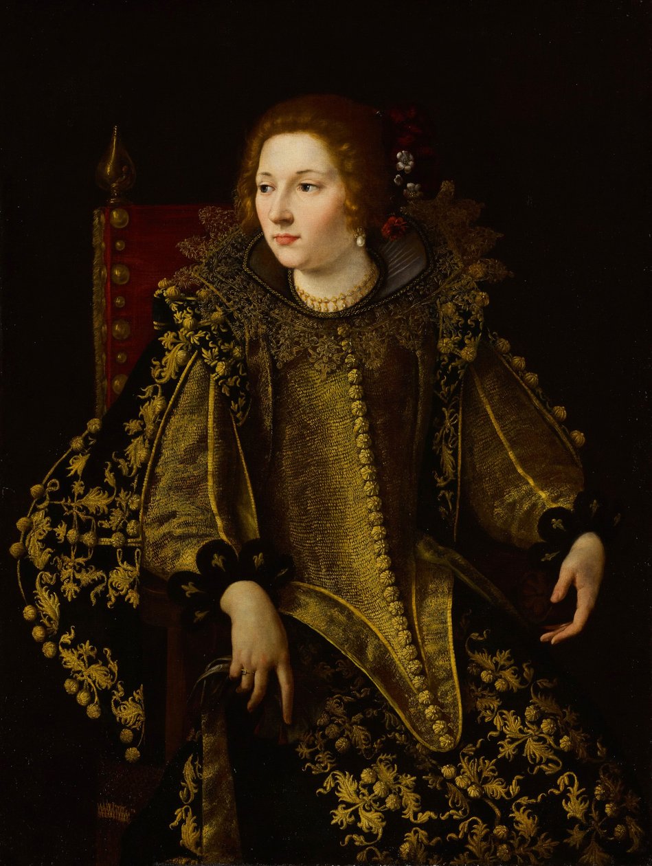 Italiensk: Ritratto di una donna seduta (signora Caterina Savelli) Portræt af en siddende dame (senora Caterina Savelli) af Artemisia Gentileschi