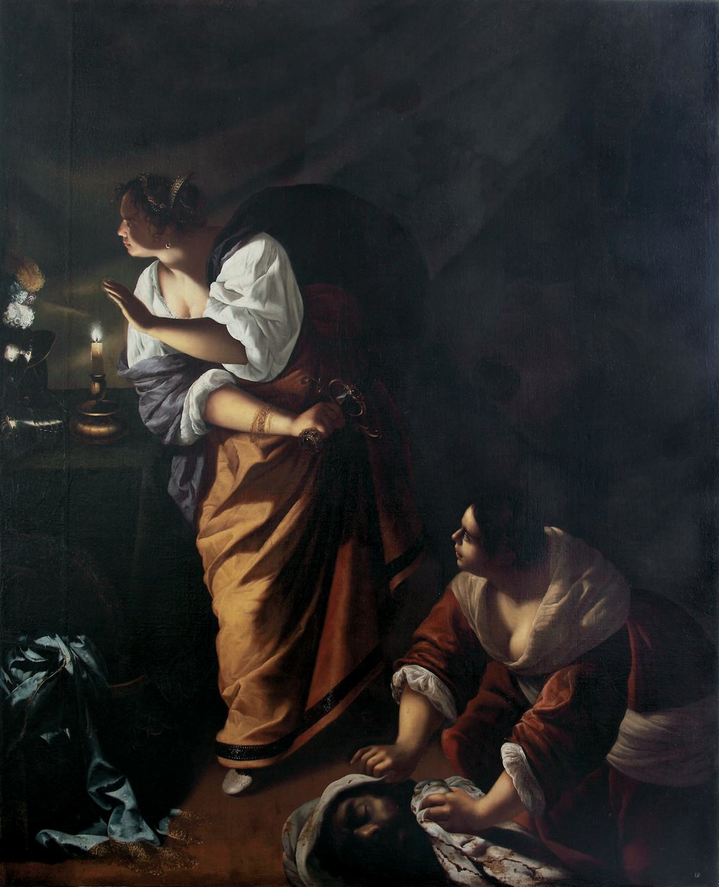 Judith og hendes tjenestepige Abra med hovedet af Holofernes, ca. 1647-1648 af Artemisia Gentileschi