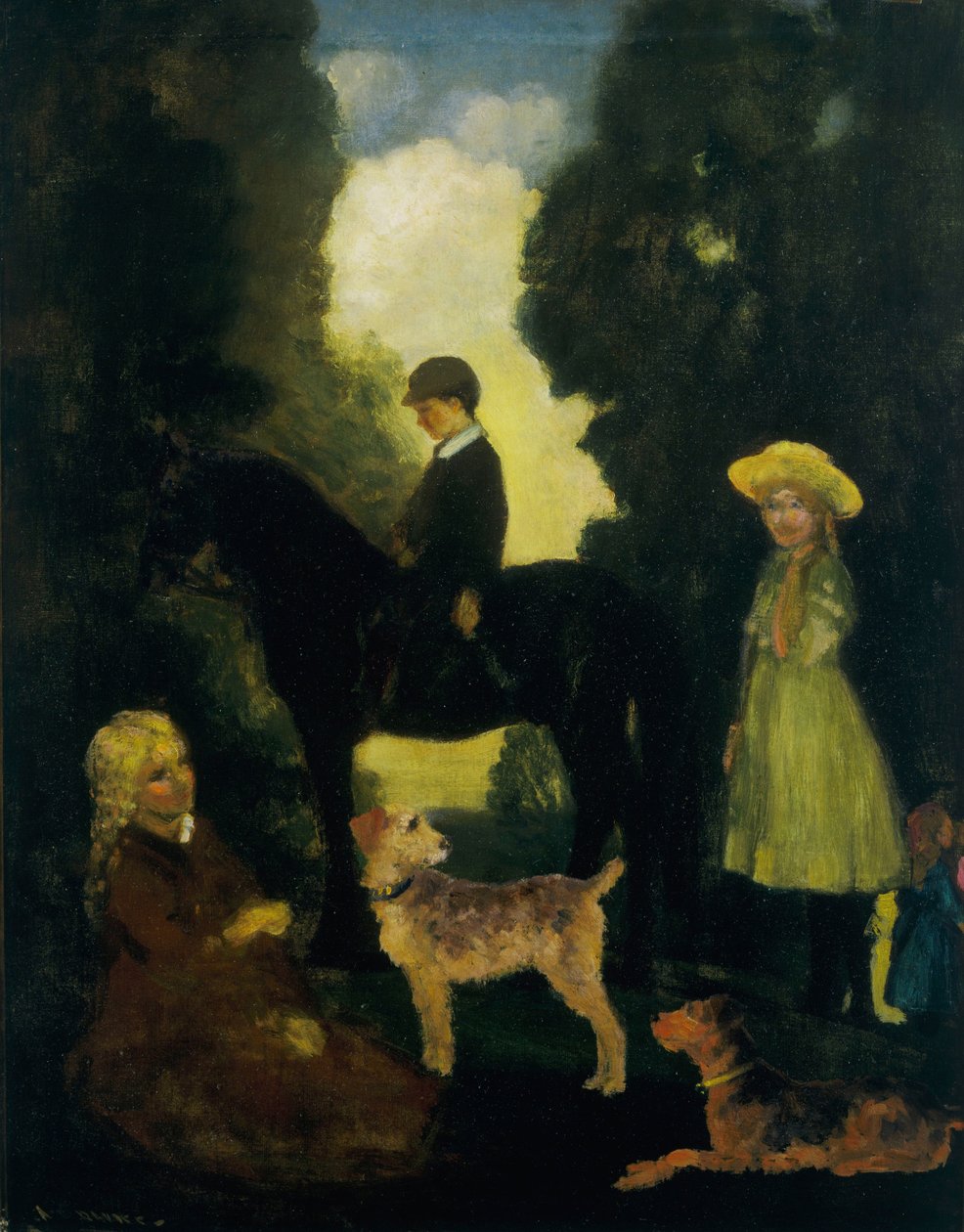 Børn, hunde og ponyer af Arthur Bowen Davies