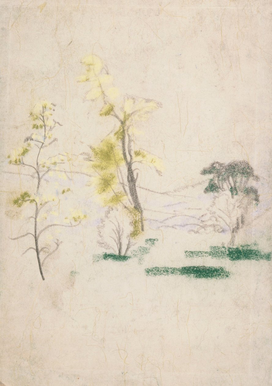 landskab med tre enkelte træer fra A.B. Davies bog, udgave -33, 50 af Arthur Bowen Davies