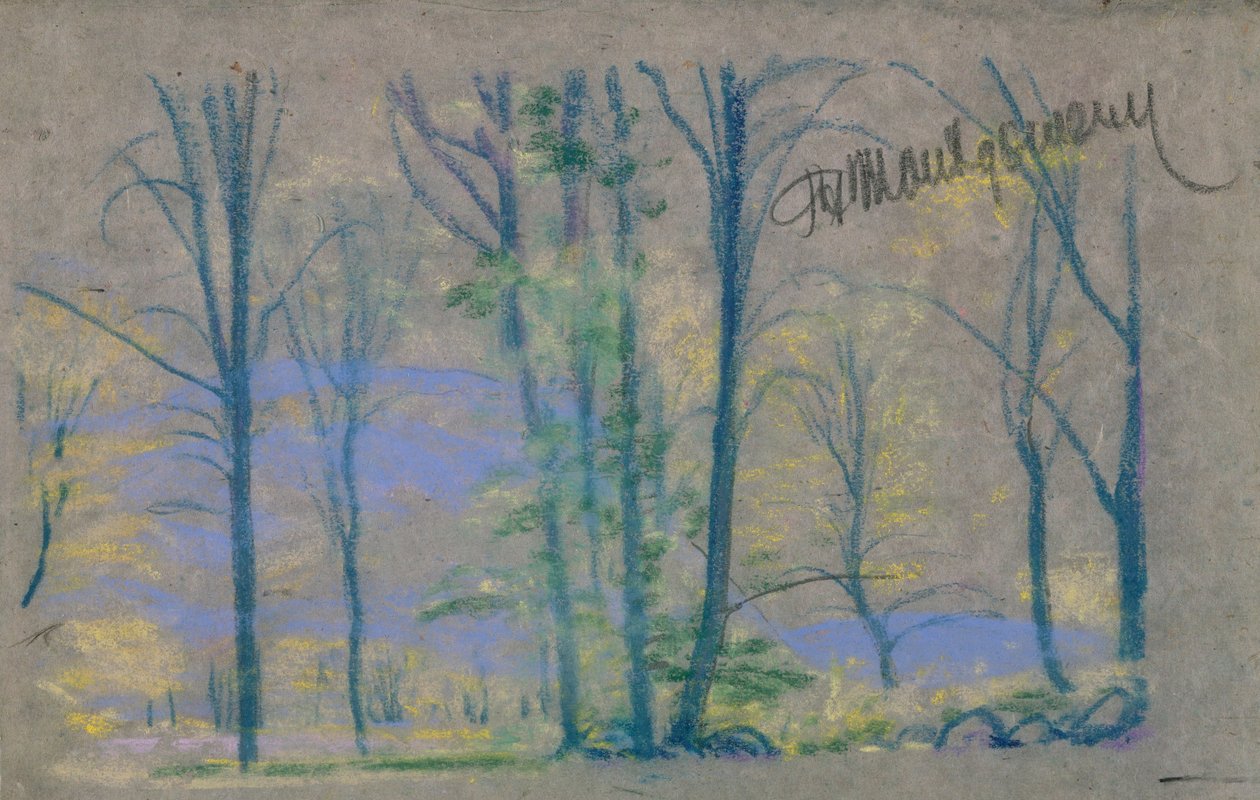 landskab med træer fra A.B. Davies bog, udgave -23, 50 af Arthur Bowen Davies