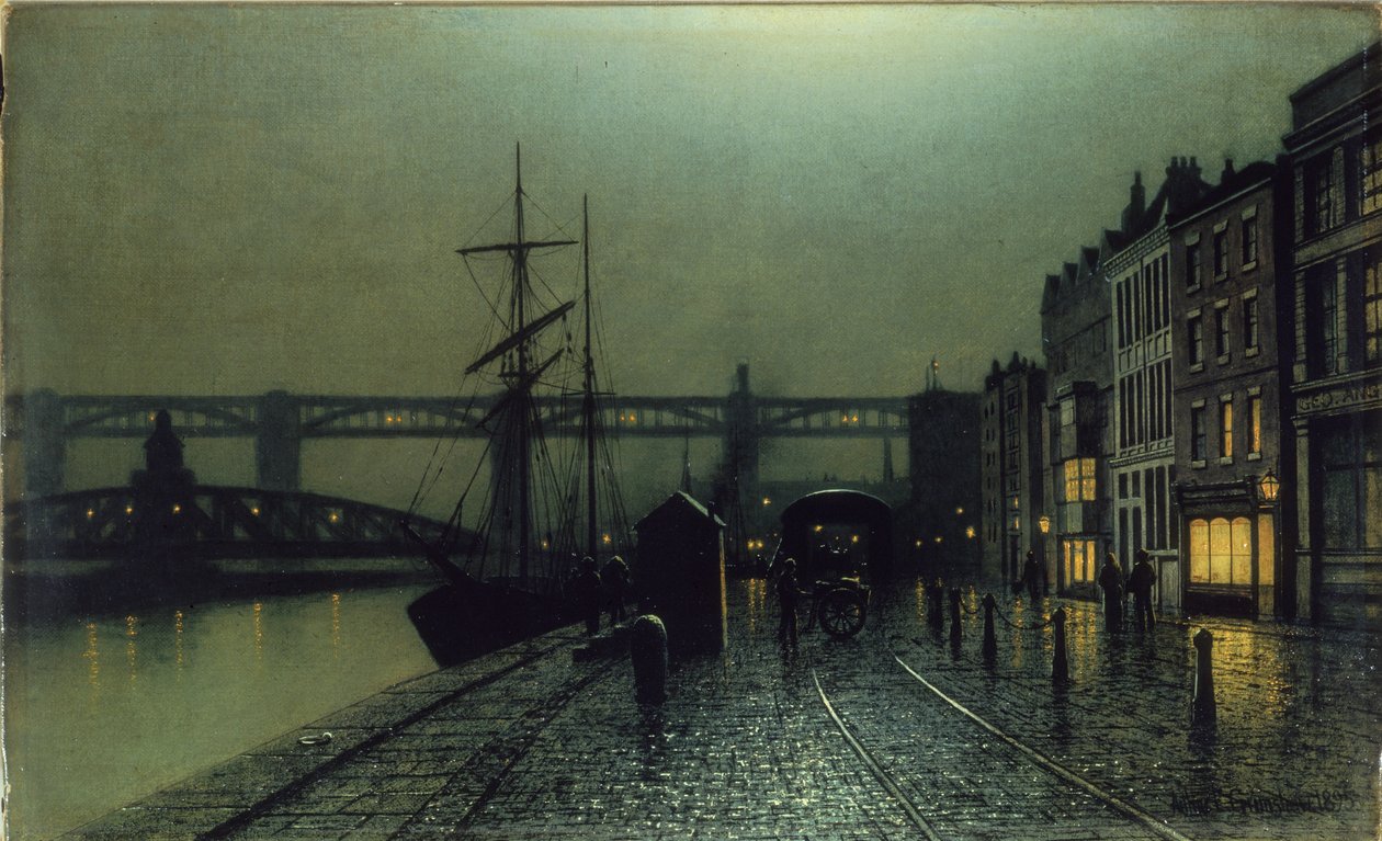 Kajkanten, Newcastle upon Tyne, 1895 af Arthur Grimshaw
