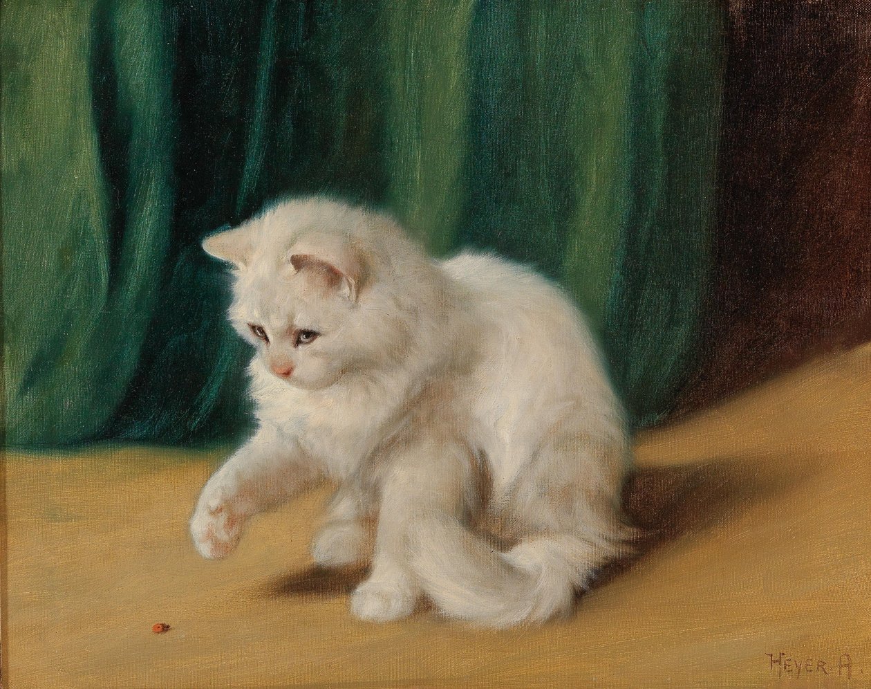 Kat med mariehøne af Arthur Heyer
