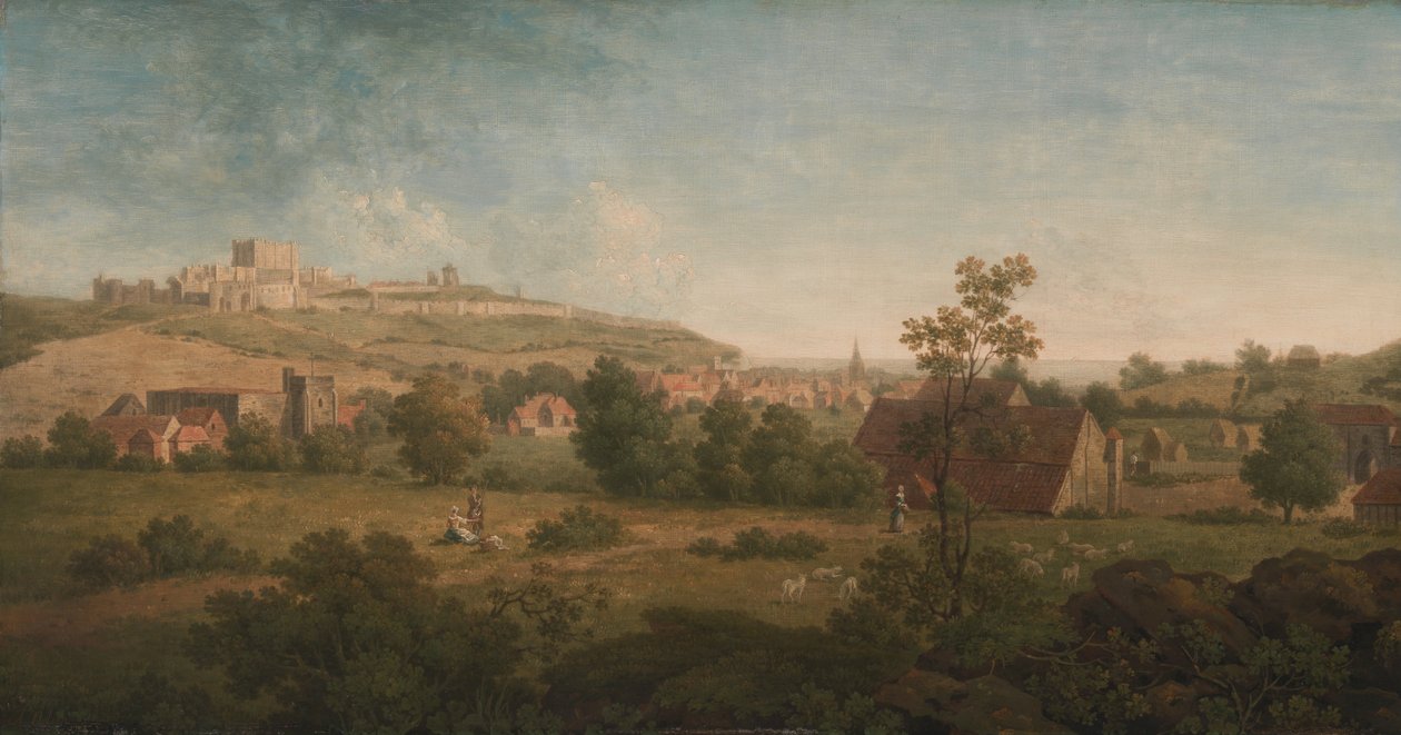 Landskab, med Dover Castle i det fjerne af Arthur Nelson