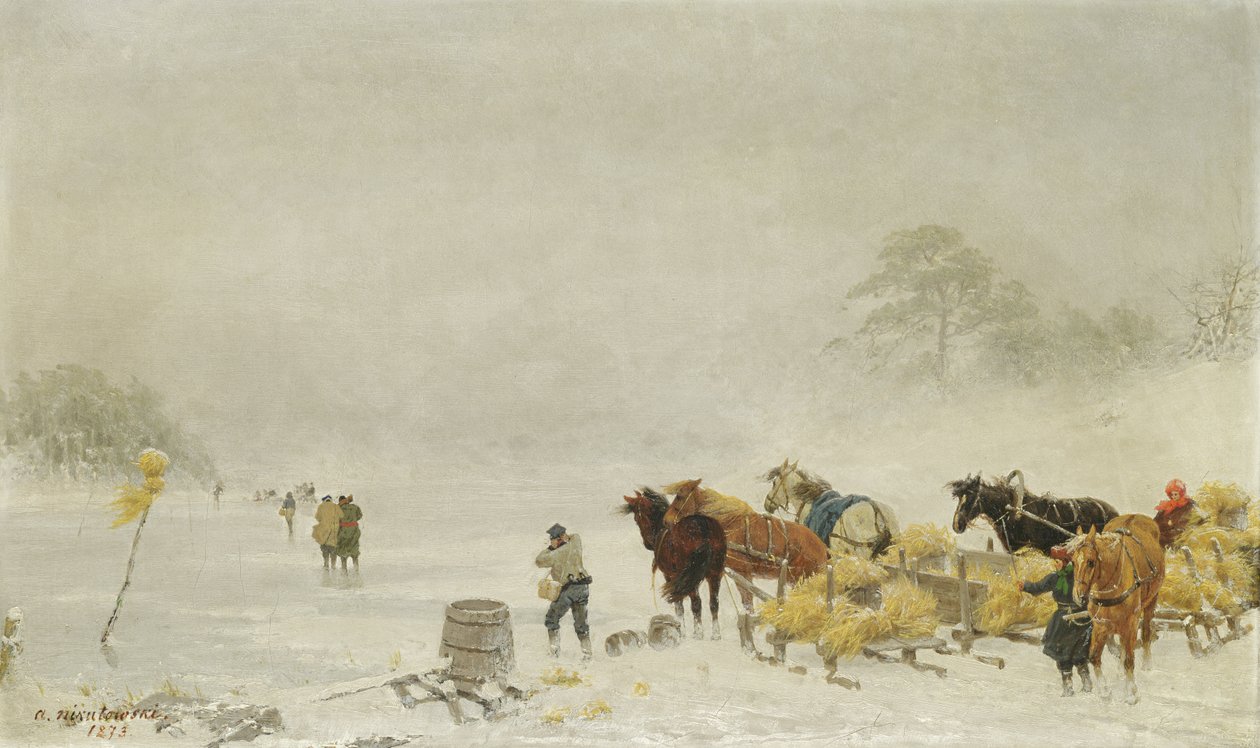 Slæder på isen, 1873 af Arthur Nikutowski