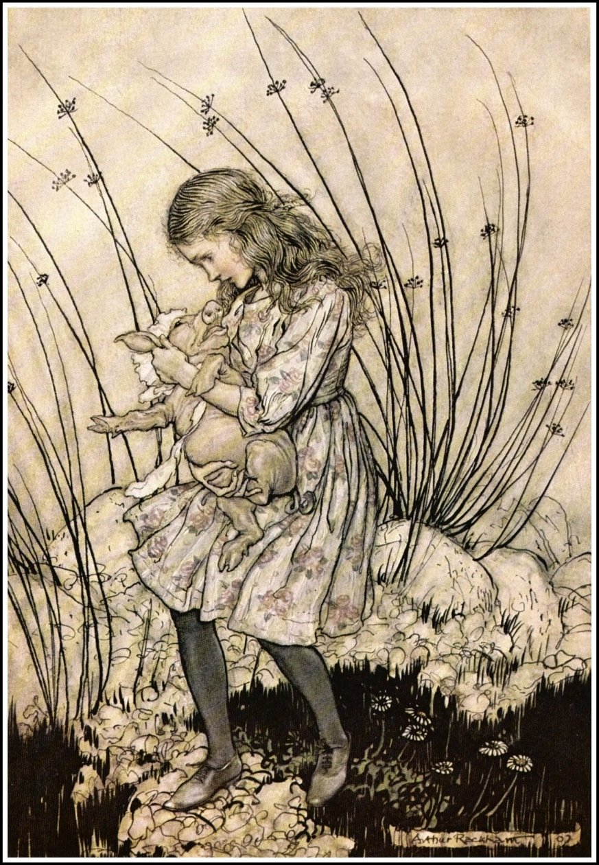  Alices eventyr i Eventyrland - Den gryntede igen så voldsomt, at hun med en vis forfærdelse kiggede ned i dens ansigt af Arthur Rackham