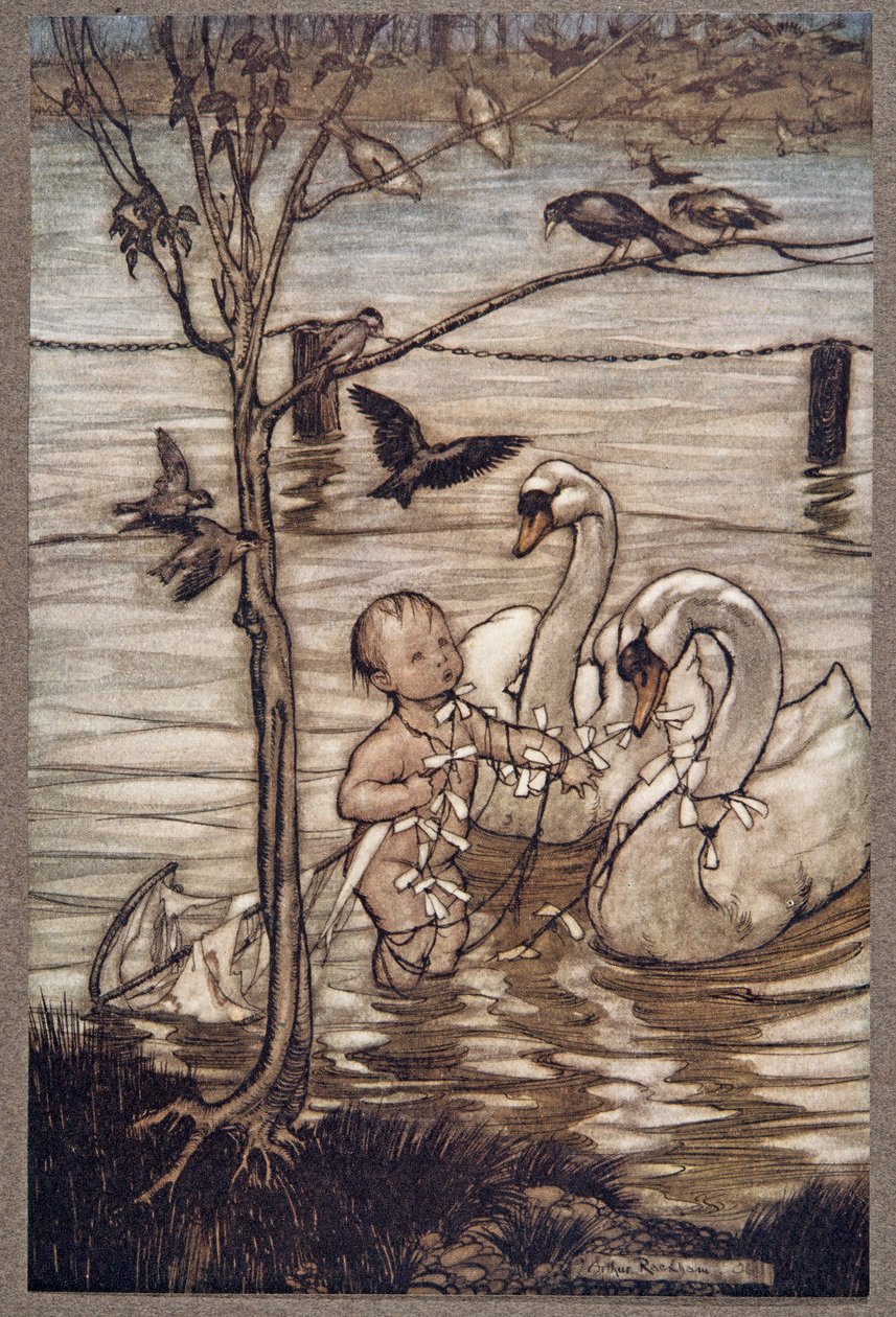 Herefter sagde fuglene, at de ikke ville hjælpe ham mere i hans gale forehavender .. , fra Peter Pan i Kensington Gardens af J M Barrie (1860 - 1937), pub. 1906 af Arthur Rackham