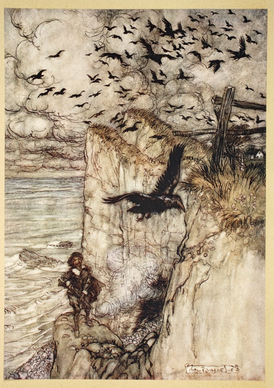 ..Russebelagte chok, mange af slagsen, Rising and cawing at the gun