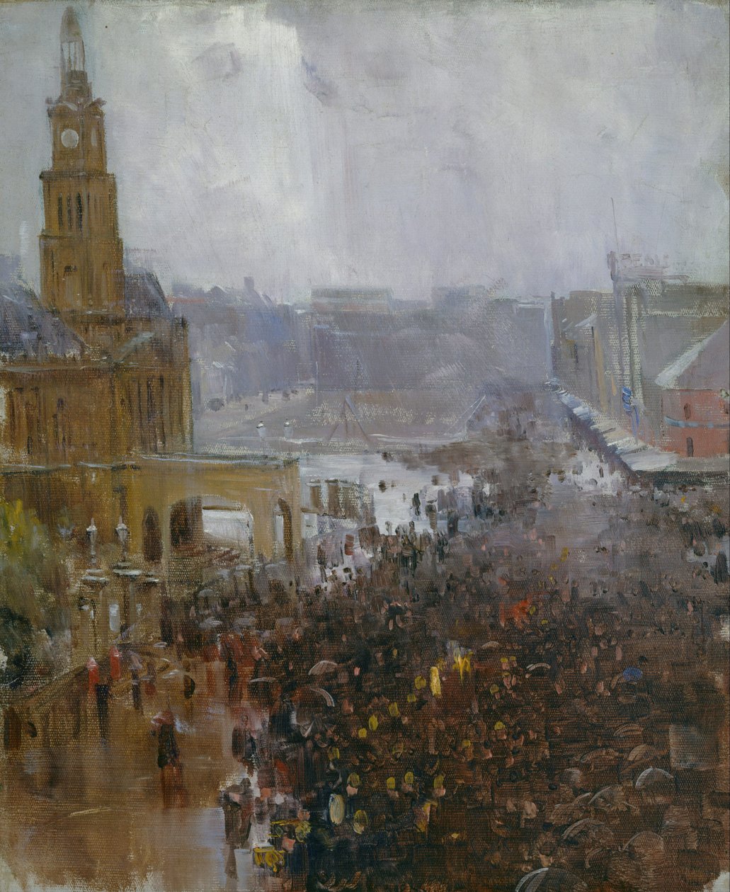 Brandmænds begravelse, George Street af Arthur Streeton
