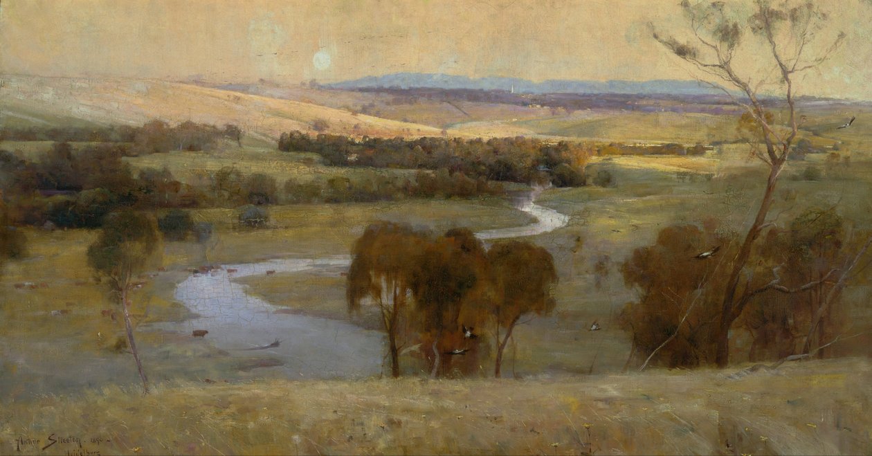 Stadig glider strømmen, og skal for evigt glide af Arthur Streeton