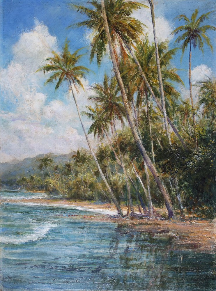 Palme omkranset strand af Arthur Trevor Haddon