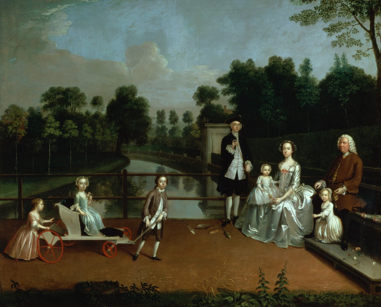 En familiegruppe på en terrasse i en have, 1749 af Arthur Devis