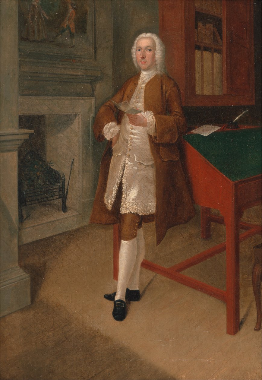 En ukendt mand på et bibliotek af Arthur Devis
