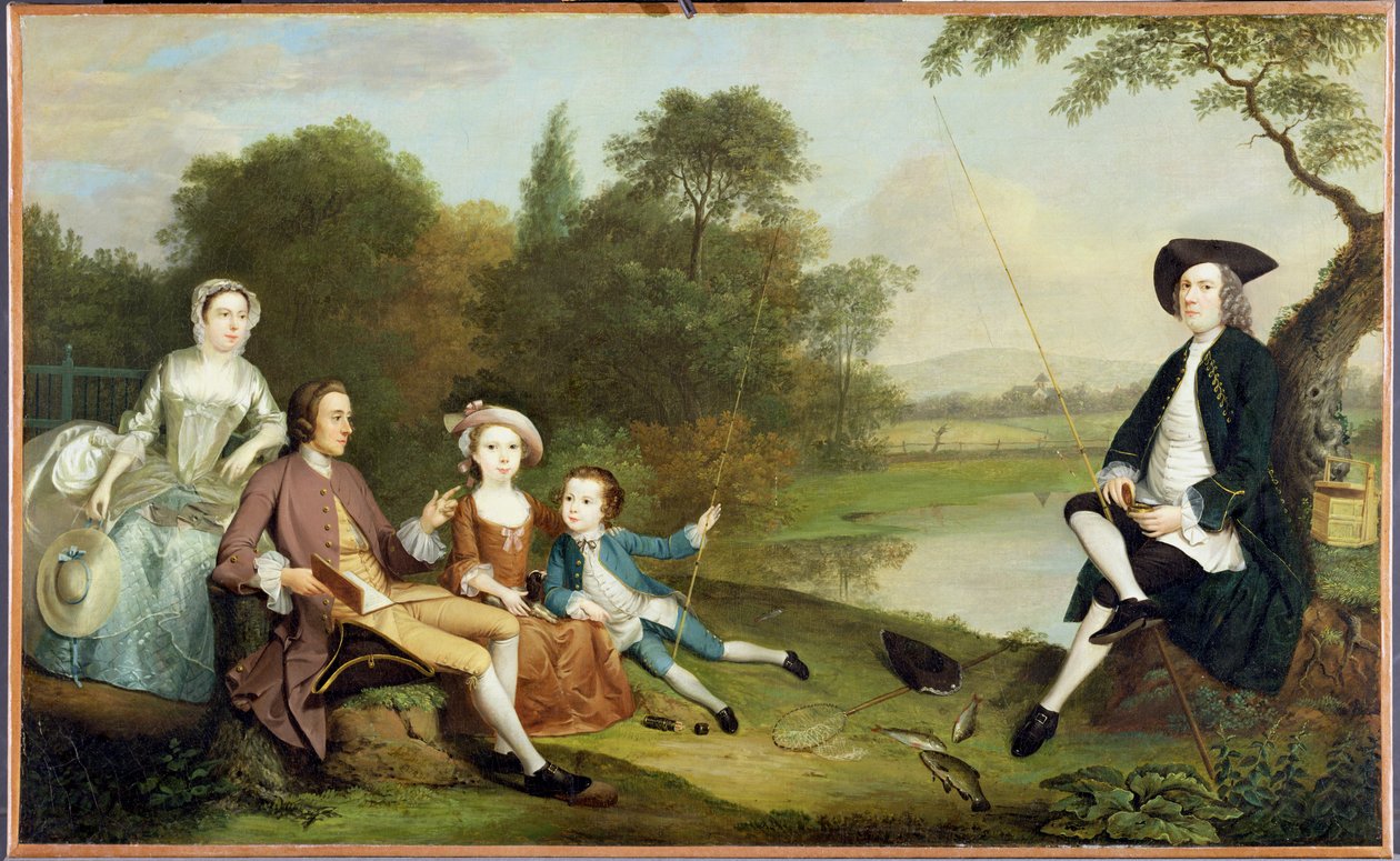 Portræt af en familie, traditionelt kendt som Swaine-familien i Fencroft, Cambridgeshire, 1749 af Arthur Devis
