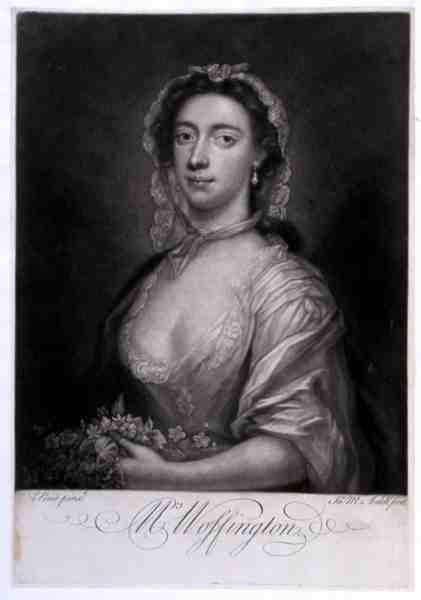 Mrs Woffington, graveret af James McArdell (ca. 1729-65) (gravering) af Arthur (after) Pond