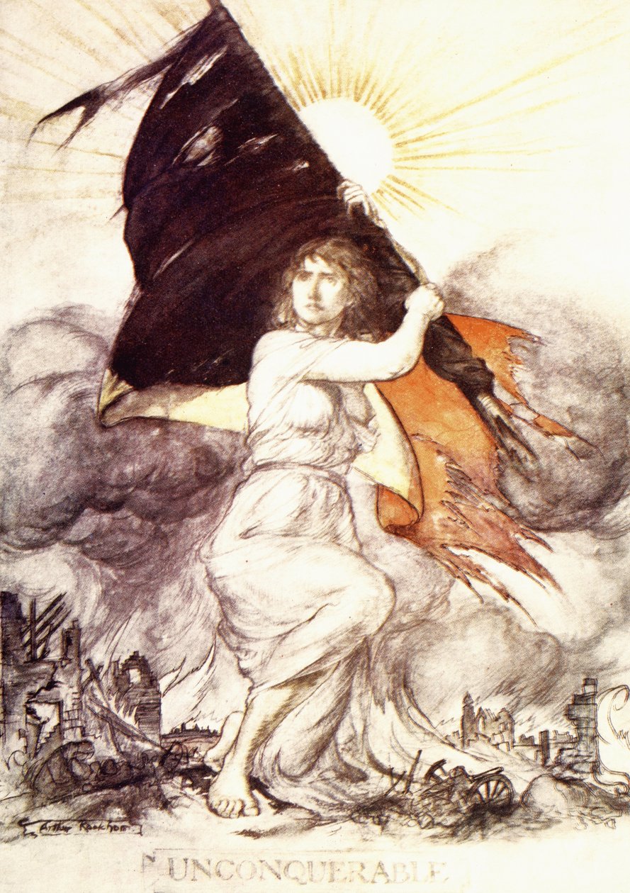 Uovervindelig (farve litho) af Arthur (after) Rackham