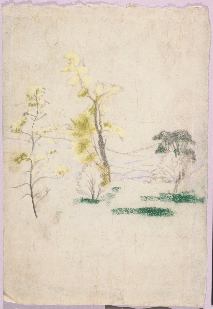 landskab med tre enkelte træer fra A.B. Davies bog, udgave 33, 50 af Arthur Bowen Davies