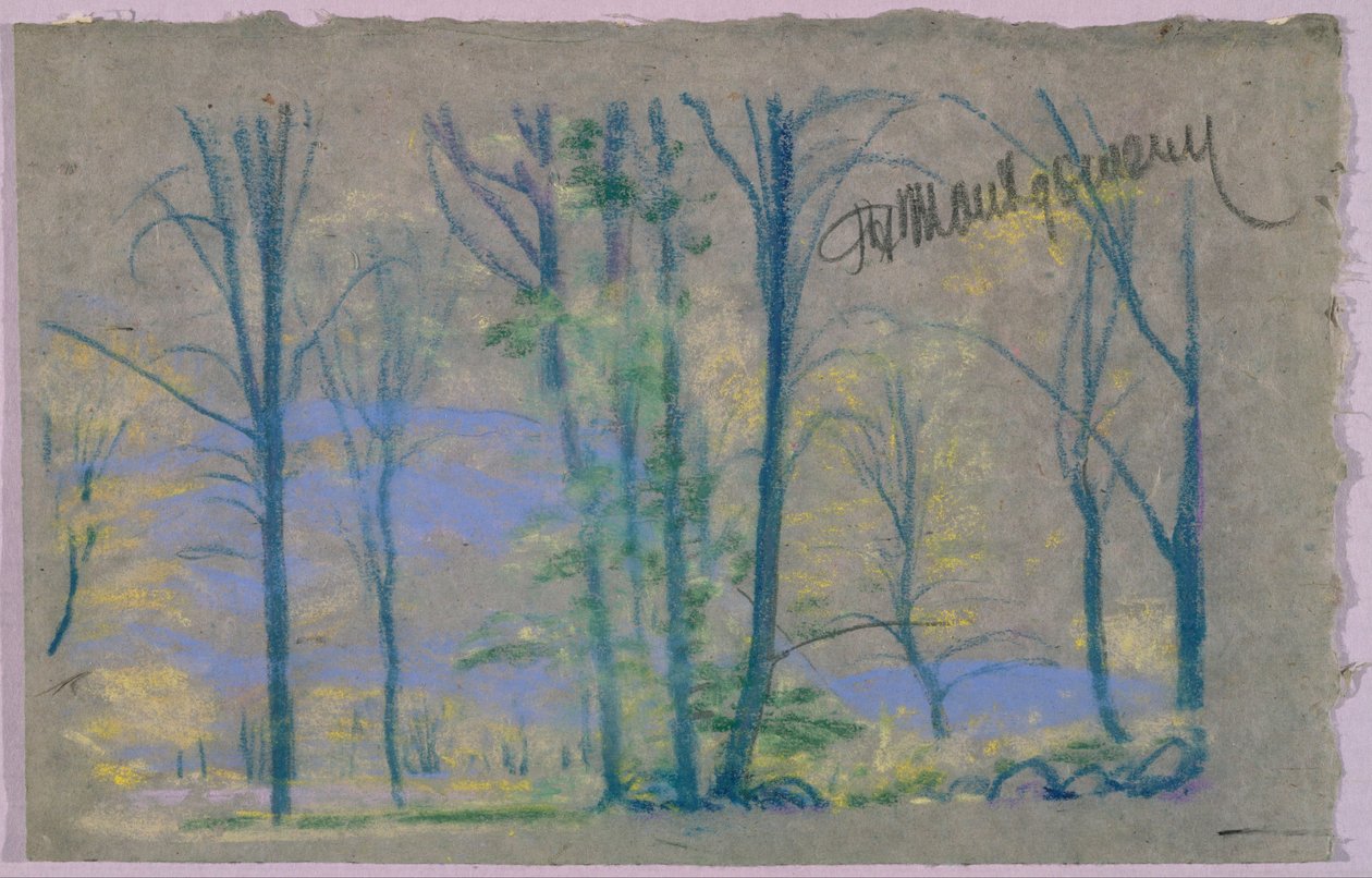 landskab med træer fra A.B. Davies bog, udgave -23, 50 af Arthur Bowen Davies
