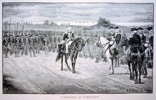Lord Cornwallis overgiver sig til George Washington i Yorktown af Arthur Burdett Frost