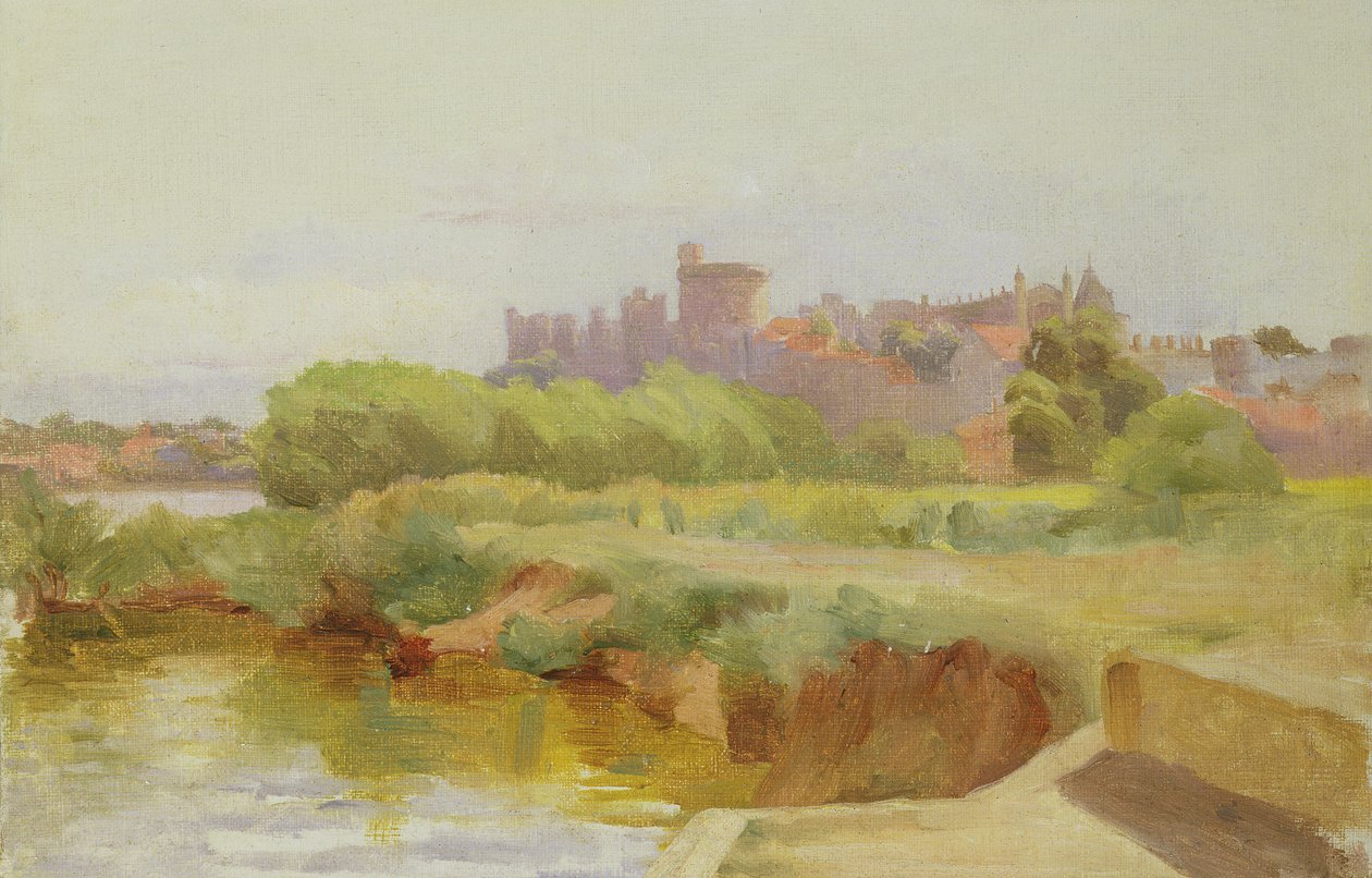 Udsigt over Windsor Castle (olie om bord) af Arthur Claude Cooke