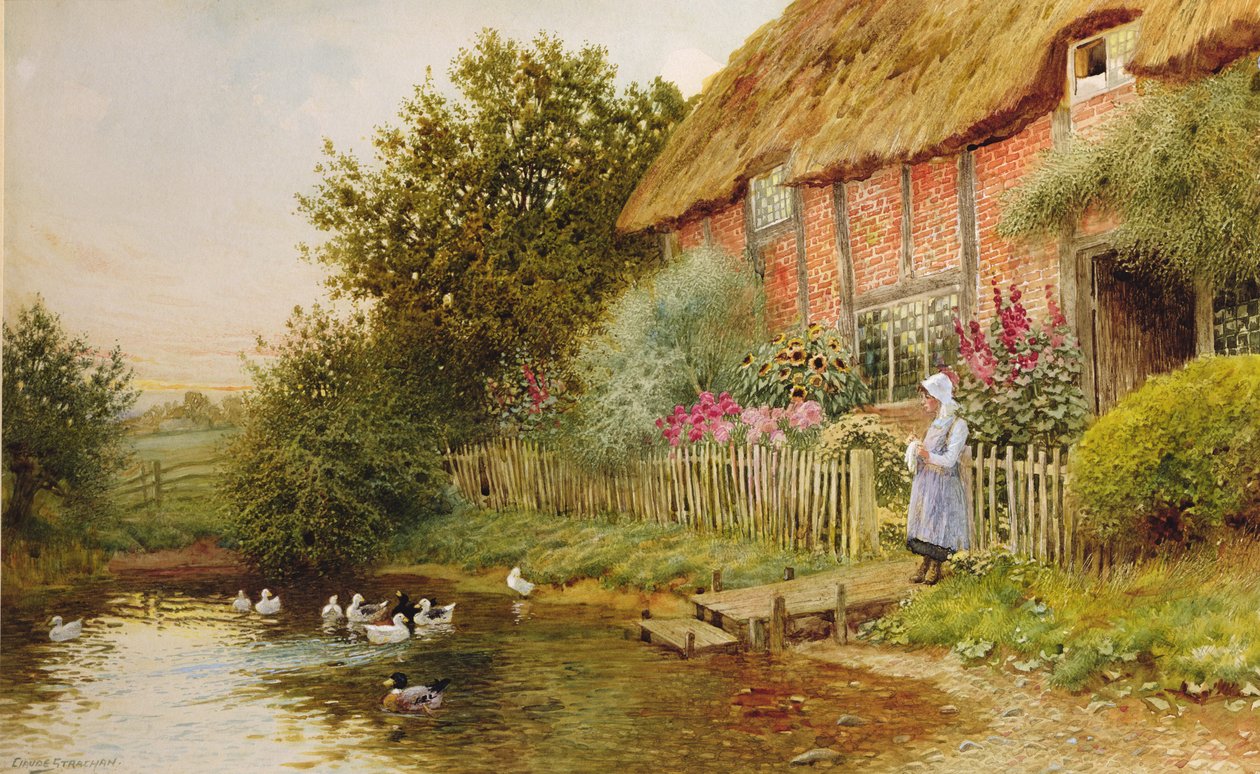 A Rustic Retreat (olie på lærred) af Arthur Claude Strachan