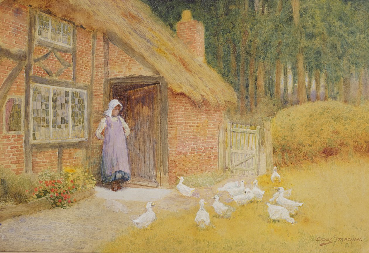 Gåsepigen (akvarel) af Arthur Claude Strachan