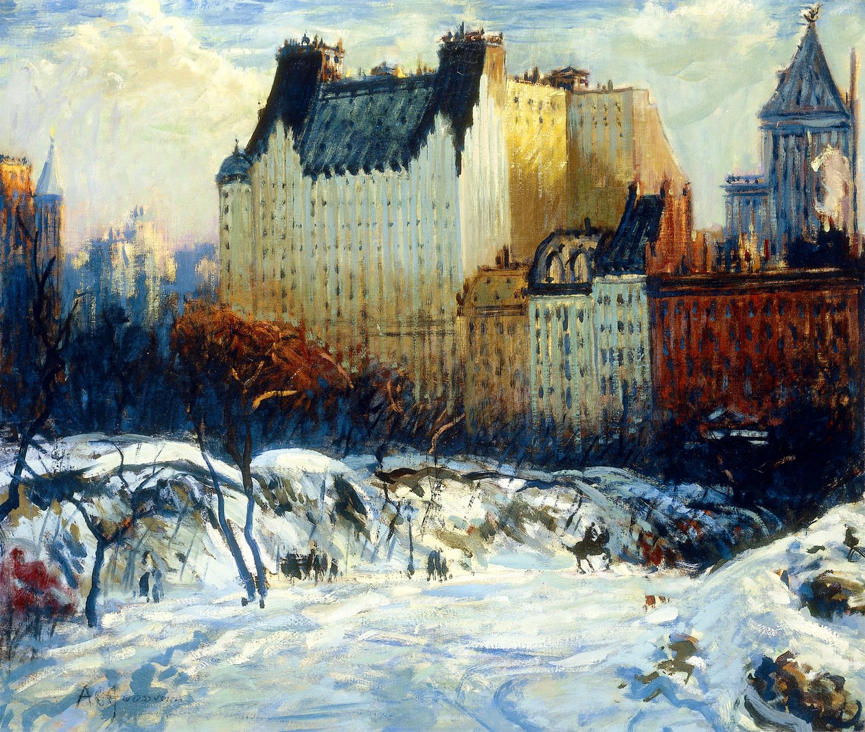 Udsigt over Plaza fra Central Park af Arthur Clifton Goodwin