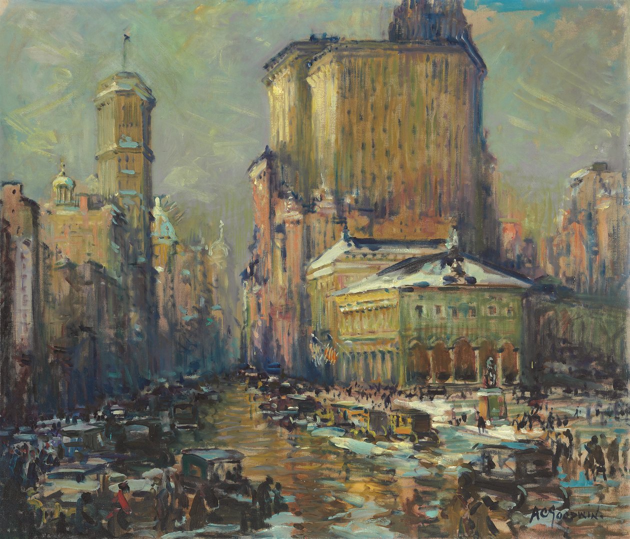 Herald Square, New York (olie på lærred) af Arthur Clifton Goodwin