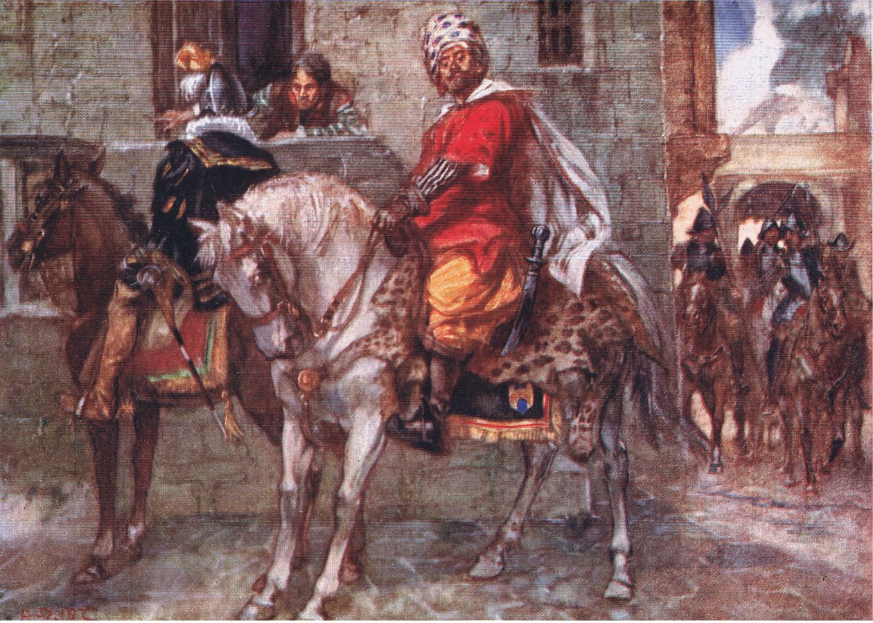 Don John ankom til Luxembourg, og kastede sin forklædning af sig, stod afsløret, illustration fra Romance of History: The Netherlands, 1920