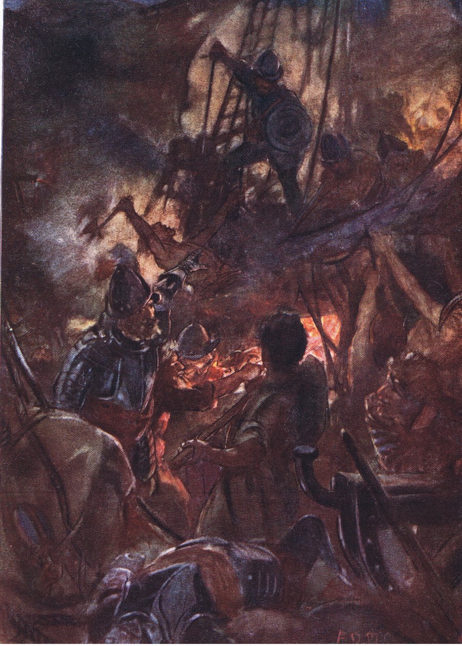 Kampen rasede heftigt og lang, illustration fra Romance of History: The Netherlands, 1920