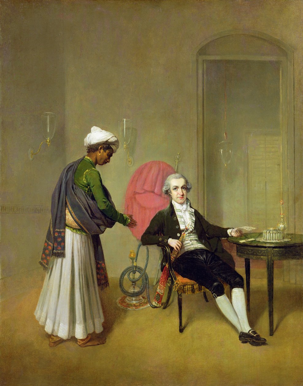 En gentleman, muligvis William Hickey, og hans indiske tjener, ca. 1785 (olie på lærred) af Arthur Devis