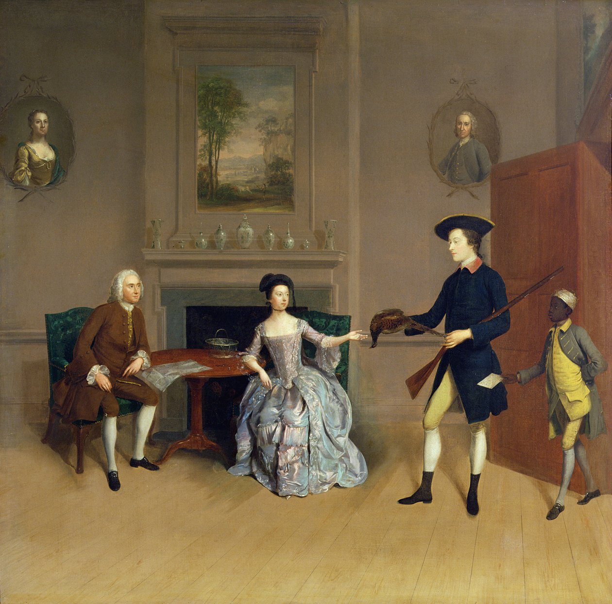 John Orde, med sin kone Anne og hans ældste søn, William, af Morpeth, Northumberland, ca. 1754-56 af Arthur Devis