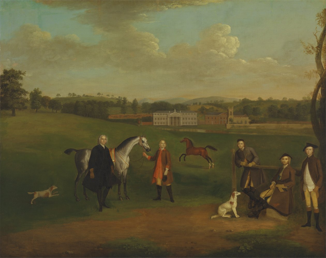 Lækage Okeover, pastor John Allen og kaptajn Chester på Okeover Hall, Staffordshire af Arthur Devis