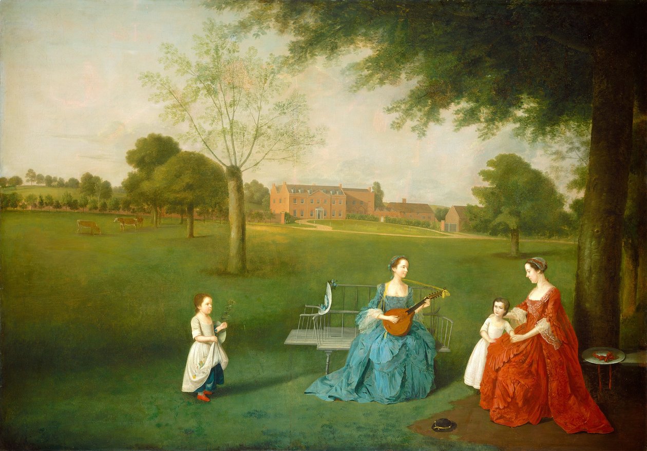 Medlemmer af Maynard-familien i parken ved Waltons af Arthur Devis